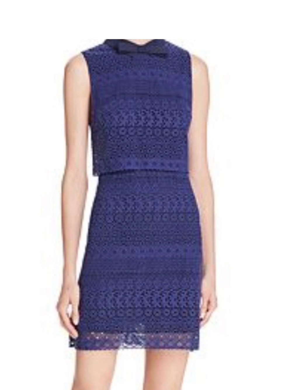 Alice + Olivia Royal Blue Sleeveless Lace Mini Dress